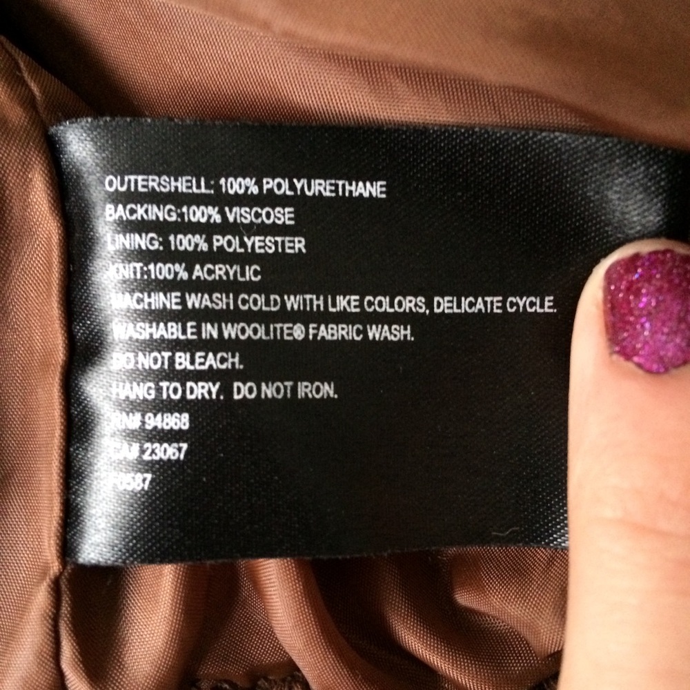 Brown Vegan Leather Jacket - Picture 5 of 7
